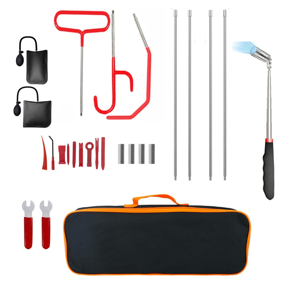 26Pcs Car Door Lockout Kit with Extendable Magnetic Flashlight